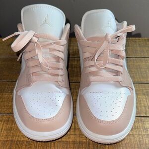 Women’s Air Jordan 1 Low in White/ Particle Beige. Women’s Size 9.5/ Men’s 8